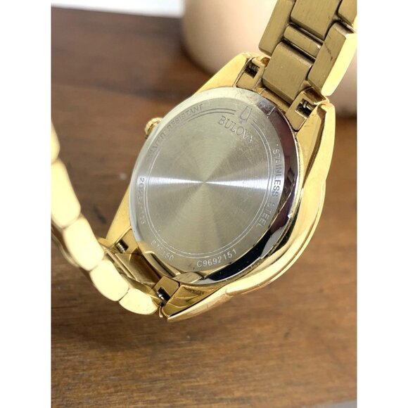 Bulova Women\'s Watch 97P150 Quartz Diamond Silver Dial Gold Stainless Steel 28mm main image 5